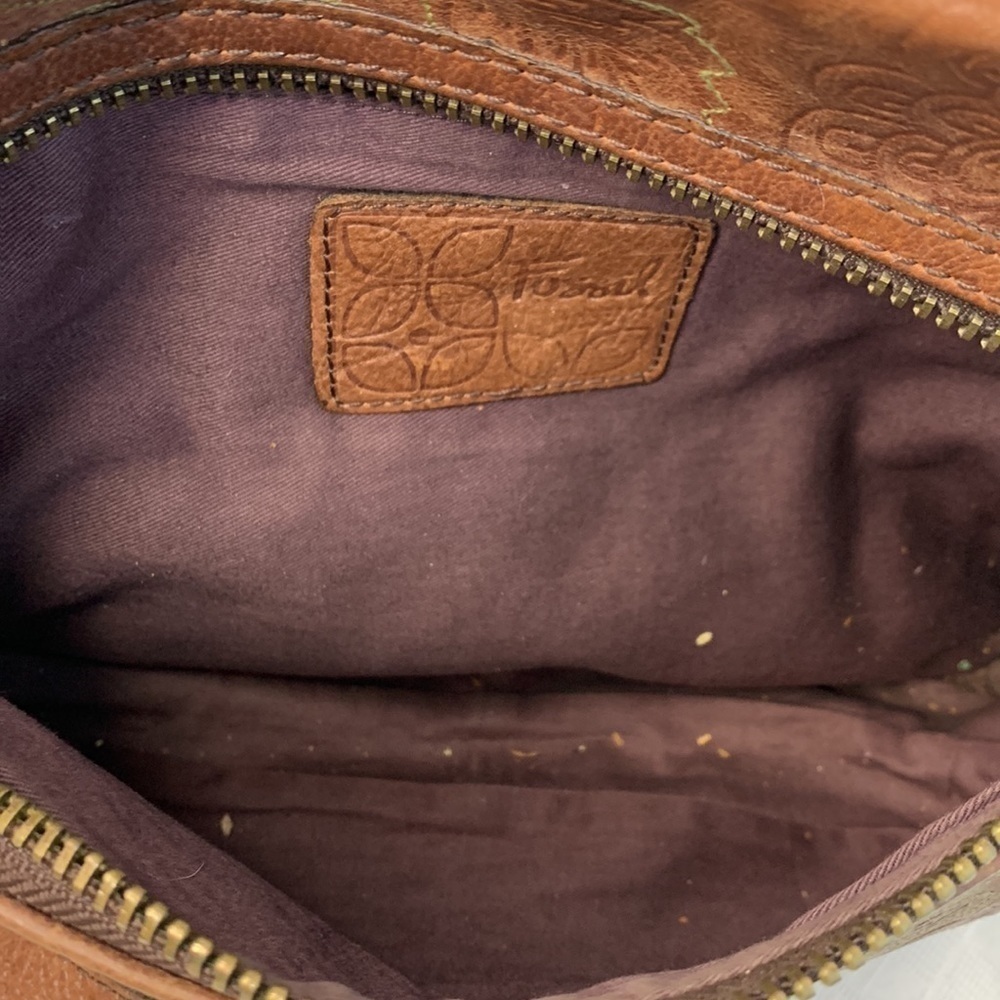 FOSSIL SASHA In British tanTOOLED FLORAL LEATHER BAG/CROSSBODY ZB2989 - Picture 7 of 9